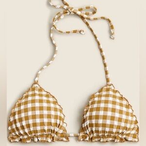 J. Crew Gingham Bikini Top in Mustard and White